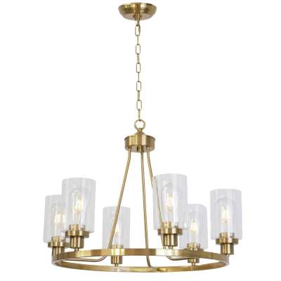 EEA Amazon 6-Light Lamparas Modern Brass Blown Glass Chandelier Lighting